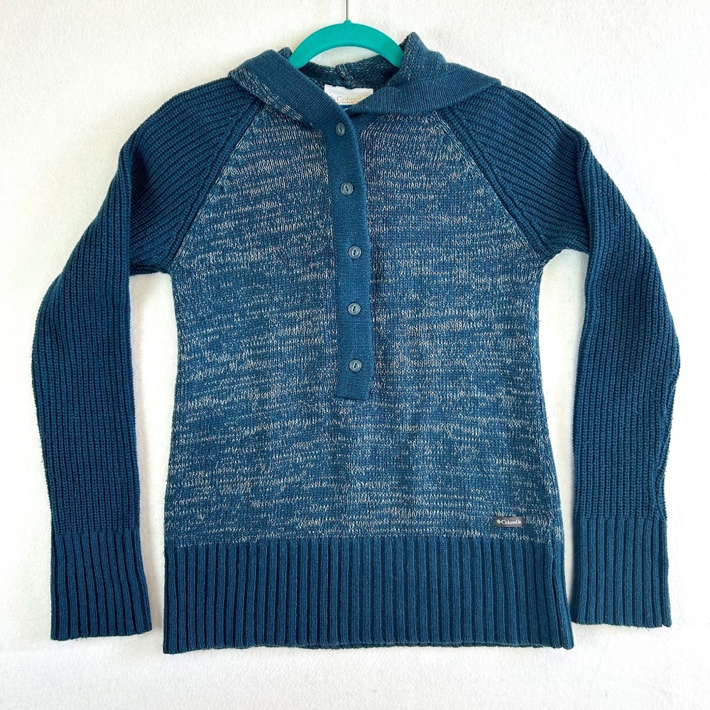 Columbia Long Sleeve 1/2 Button Hooded Pullover Casual Sweater Size M